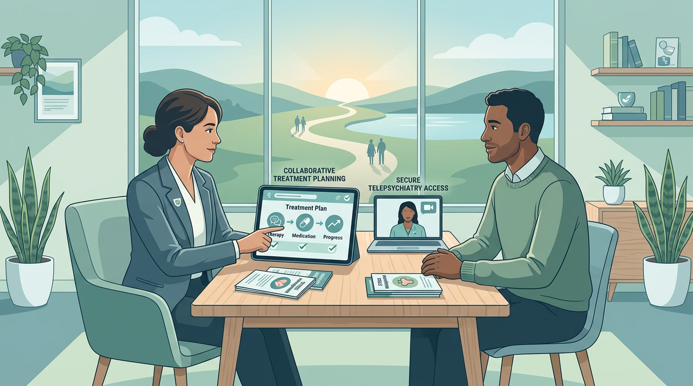 Collaborative psychiatric evaluation and telepsychiatry care at Clear Path Psychiatry in Eagle Lake Minnesota